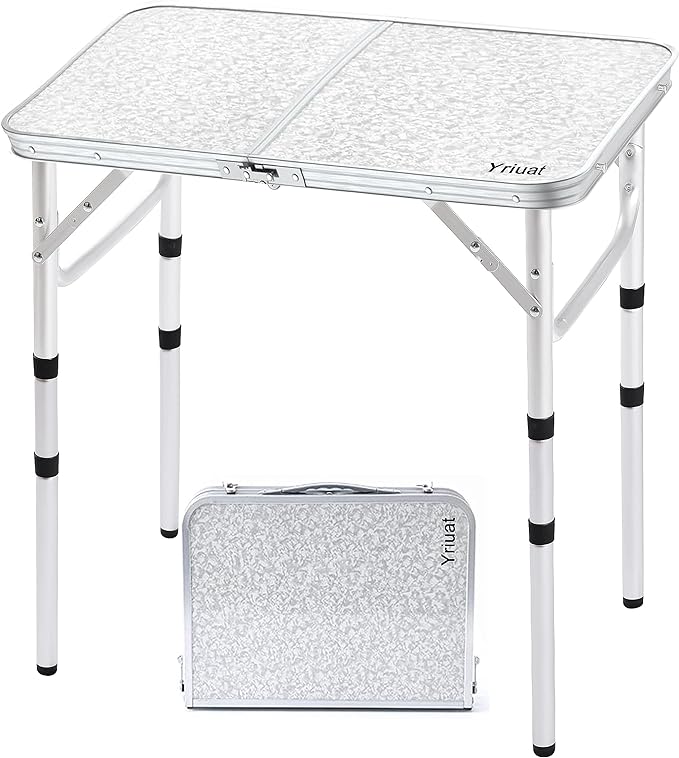 Yriuat Folding Camping Table 2ft Portable Picnic Table Adjustable Height Small by Yriuat