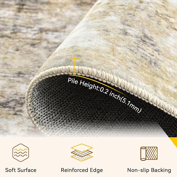 RELEANY Washable Area Rugs 6'x8' Non-Slip Modern Abstract Soft - Image 4