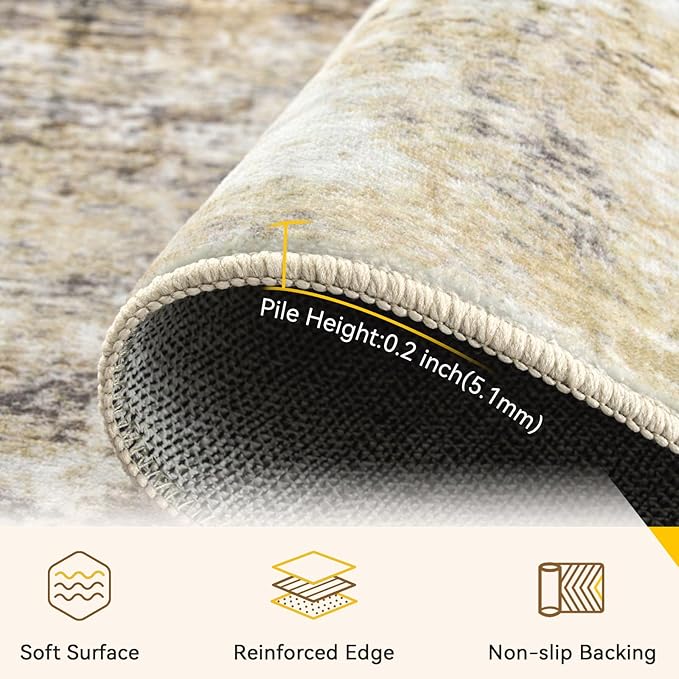 RELEANY Washable Area Rugs 6ft Non-Slip Modern Abstract Soft - Image 4