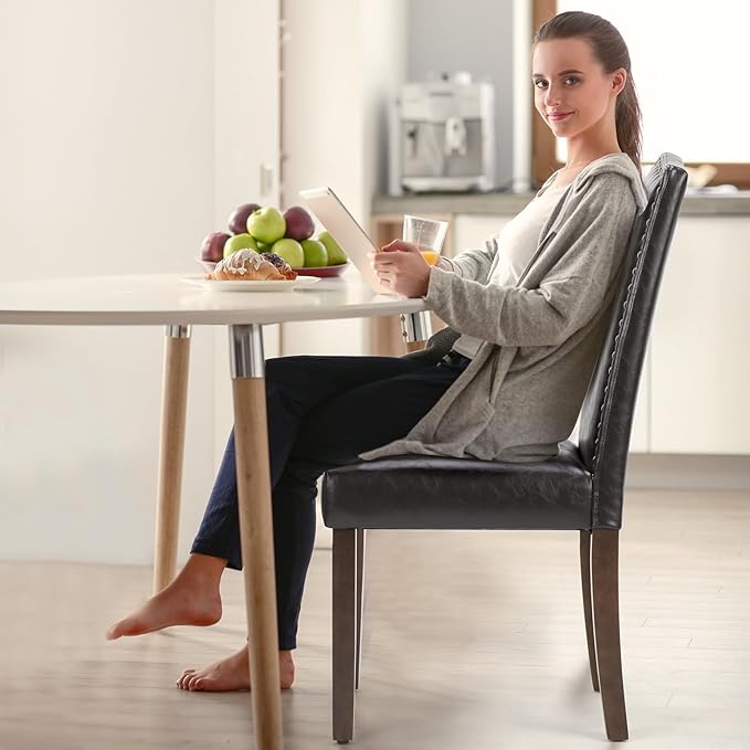 DUMOS Upholstered Dining Chairs，Set of 2 PU Leather Dining Room Kitchen Chair - Image 6