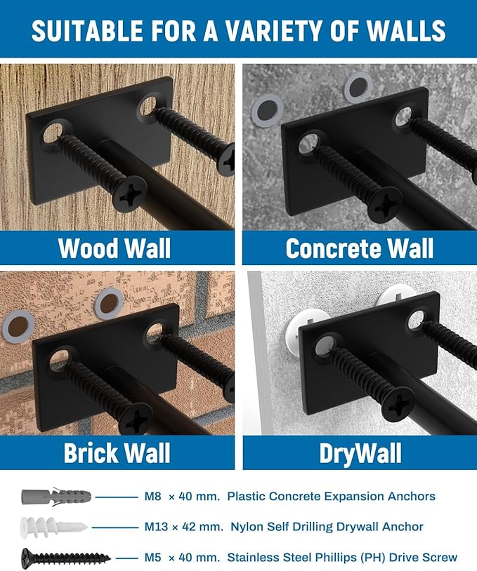 LEOPO Black 24-Pack 5 inch Floating Shelf Brackets, Hidden Shelf Bracket - Image 6