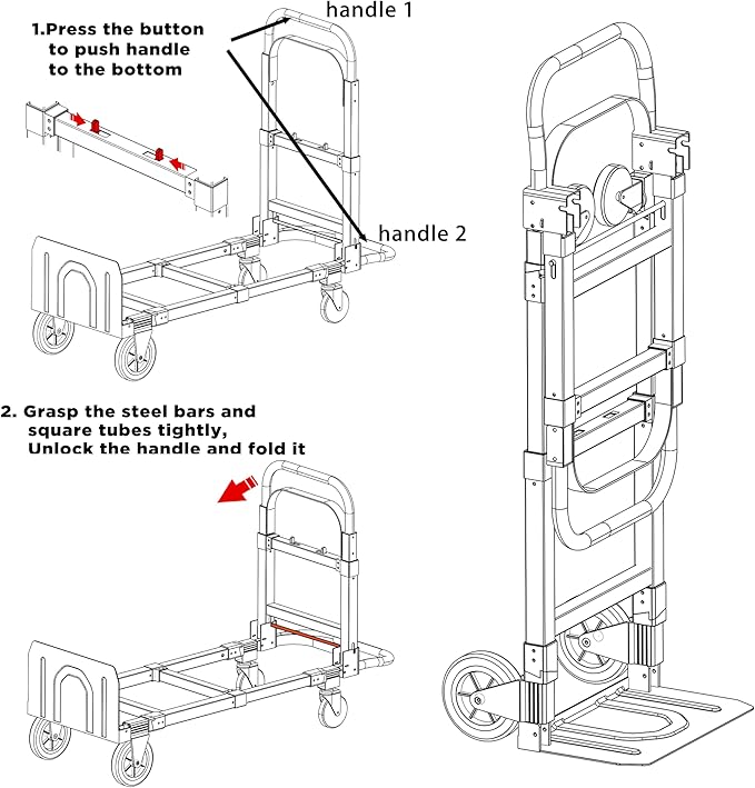 White Convertible Hand Truck Dolly Cart - Image 7