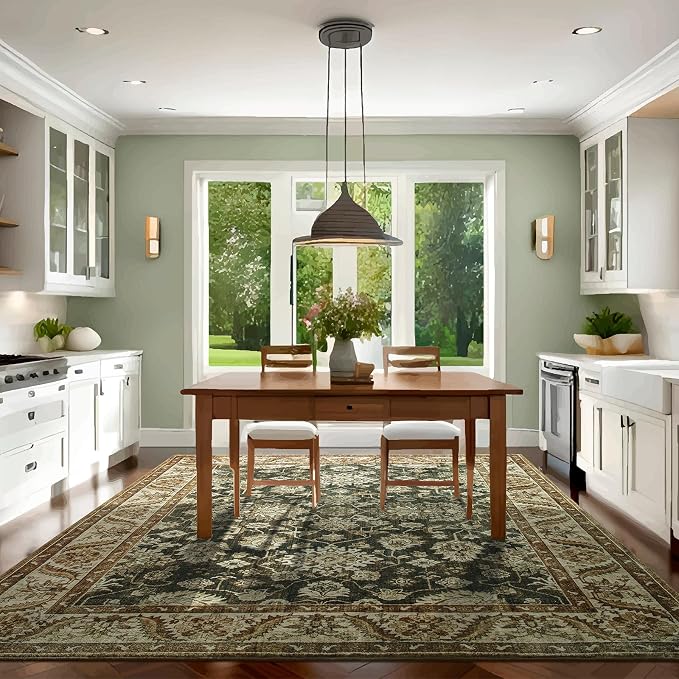 Area Rug for Living Room, 8x10 Area Rugs Washable, Retro Floral Non-Slip Carpet - Image 7