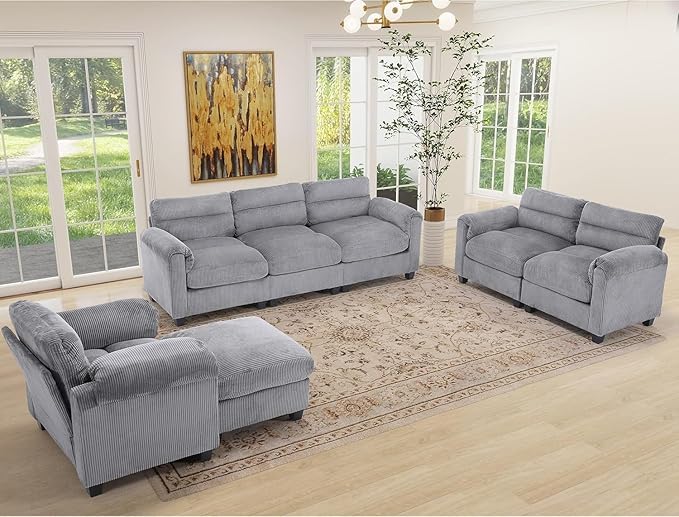 HAOMARKETS 2 Piece Cordory Sofa Sets, Comfy Loveset 2-Seater Sofa and - Image 7