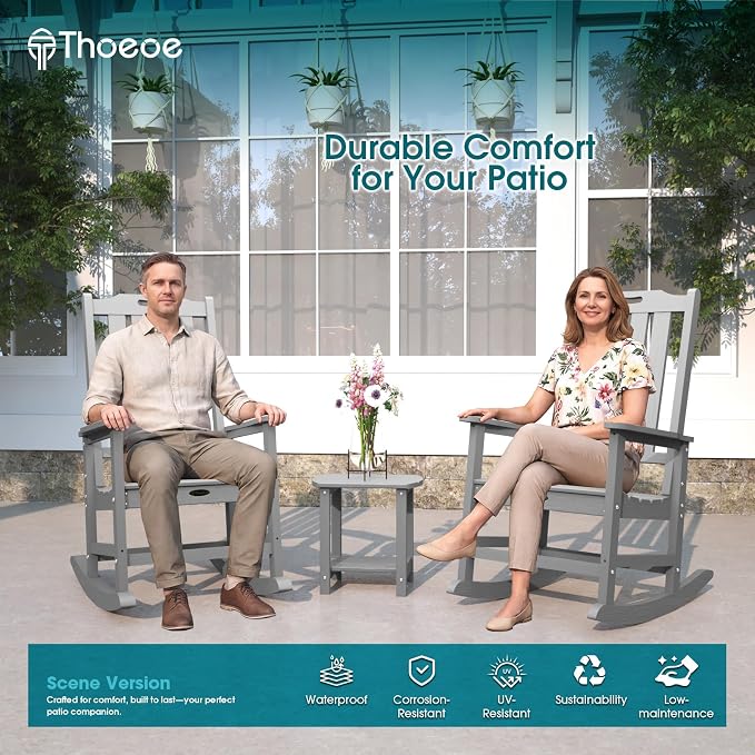 THOEOE Oversized Rocking Chair Set of 4, Outdoor Rocking Chair - Image 2