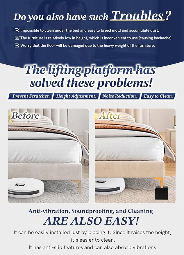 EclatBain Bed Risers Furniture Risers Heavy-Duty Rectangular Adjustable Block - Image 3