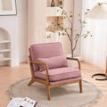 Bonnlo Linen Pink Mid Century Modern Accent Chair, Soild Wood Padding Lounge by Bonnlo