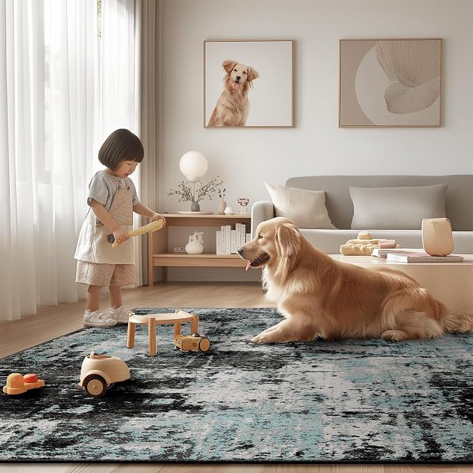 RELEANY Washable Area Rugs 2'x8' Non-Slip Modern Abstract Soft - Image 9