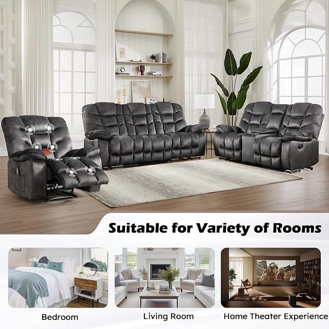 HAOMARKETS 2-Piece Recliner Sofa Set, Include Single Power Recliner Chair - Image 7