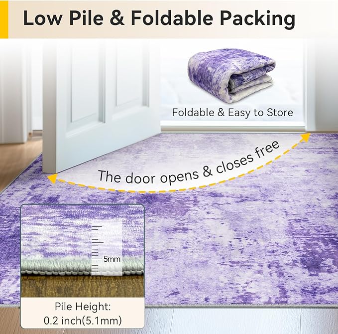 RELEANY Washable Area Rugs 2'x6' Non-Slip Modern Abstract Soft - Image 8