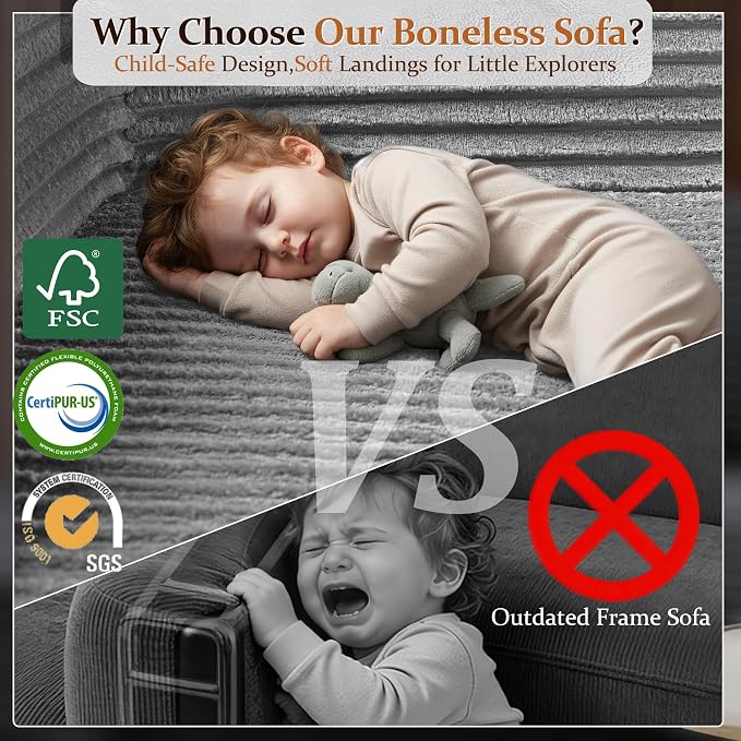 168" Cloud Sectional Couch, Comfort U Shaped Sofa - Image 4