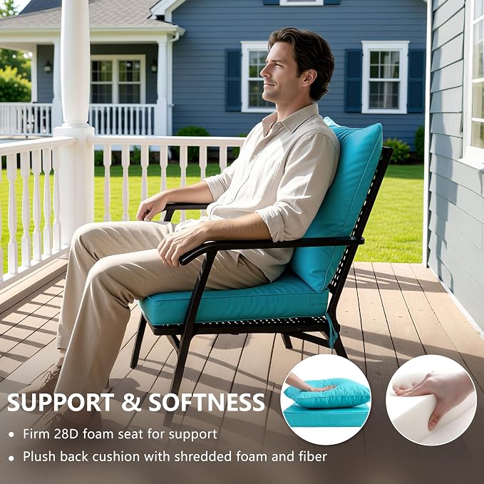 19x19 Inch Patio Chair Cushions Set of 2, Outdoor Furniture Cushions - Image 4