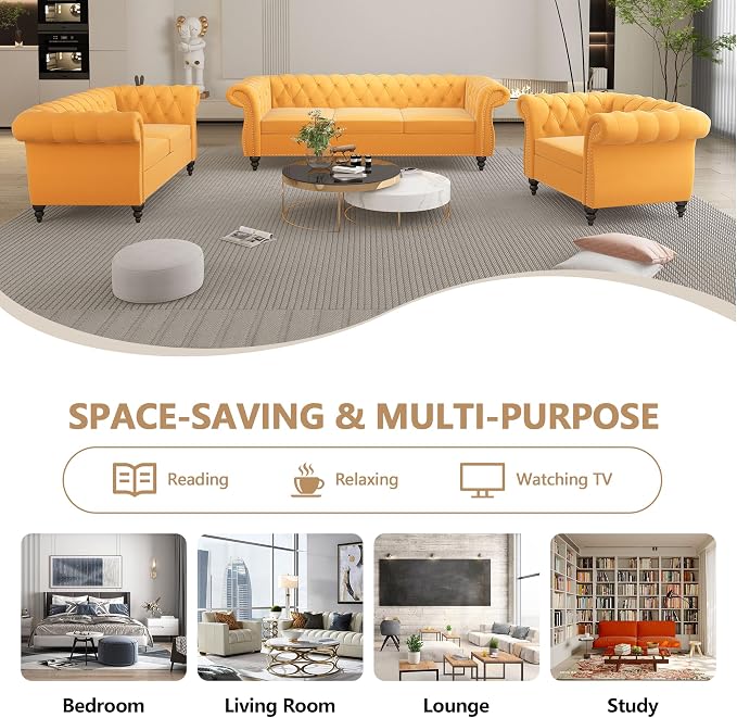 AVZEAR Chesterfield Loveseat, Modern Velvet Sofa Tufted Couch 2 Seater - Image 8