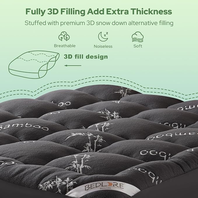 BEDLORE RV Queen Mattress Topper Viscose Derived from Bamboo, Pillow Top - Image 6
