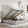 Allewie Full Size Lift Up Storage Bed, Modern Wingback Headboard, Hydraulic by Allewie