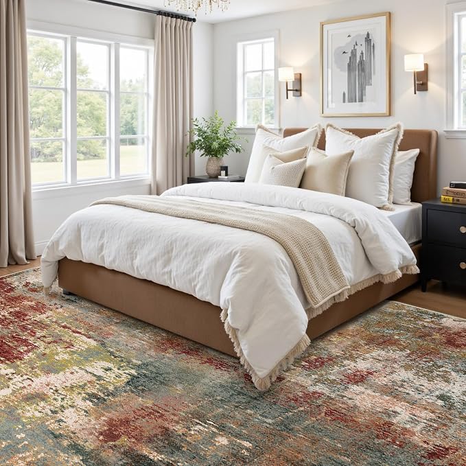 RELEANY Washable Area Rugs 5'x7' Non-Slip Modern Abstract Soft - Image 2