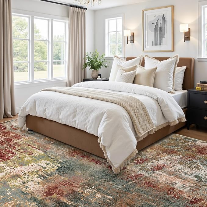 RELEANY Washable Area Rugs 8'x10' Non-Slip Modern Abstract Soft - Image 2