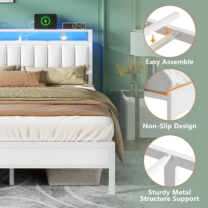 Furnulem White Full Size Bed Frame - Image 6