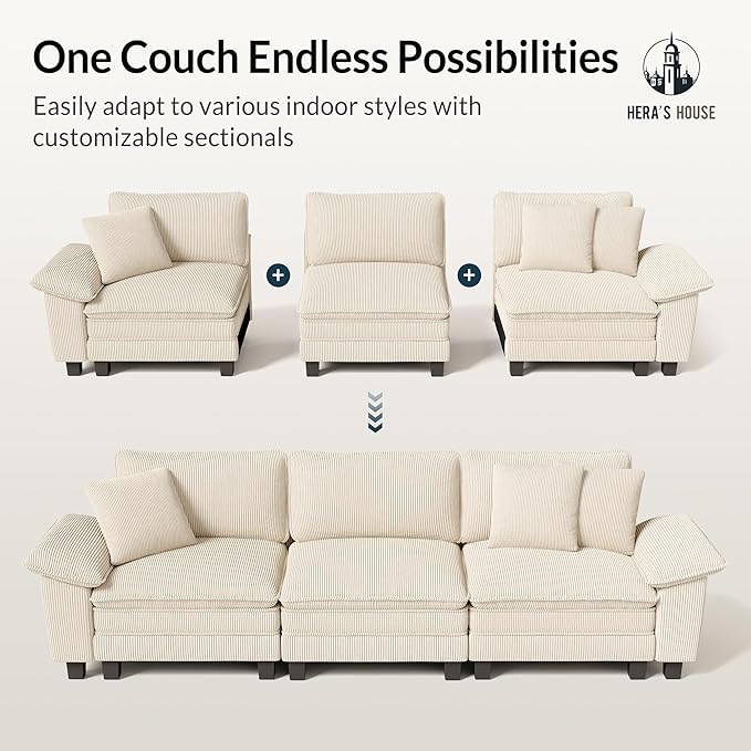 HERA'S HOUSE 124" Modular Sectional Sofa, Oversized U Shaped Couches - Image 7