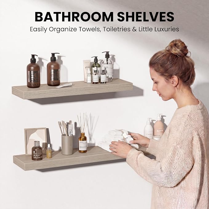 Fun Memories 36 Inch Floating Shelves Wall-Mounted, Rustic Wood Shelf - Image 5