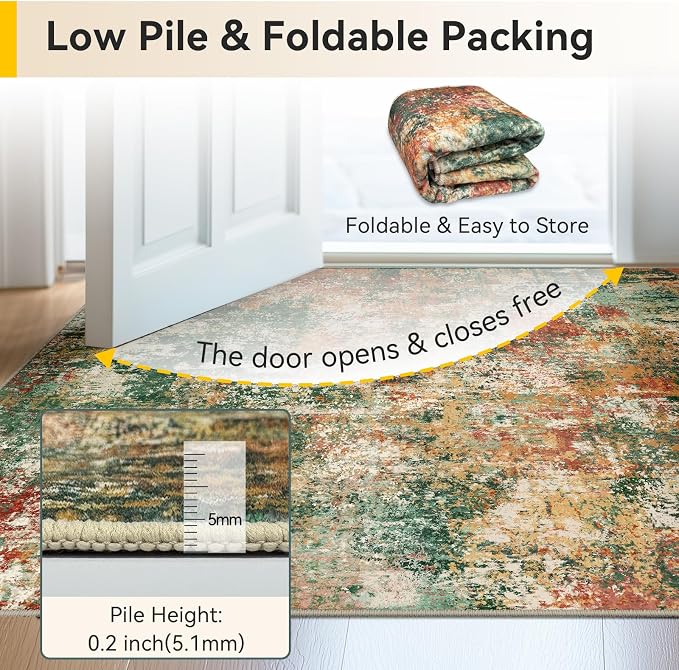 RELEANY Washable Area Rugs 4ft Non-Slip Modern Abstract Soft - Image 6