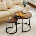 Giantex Nesting Coffee Table Set of 2, Round Stacking Side Tables w/Wooden by Giantex