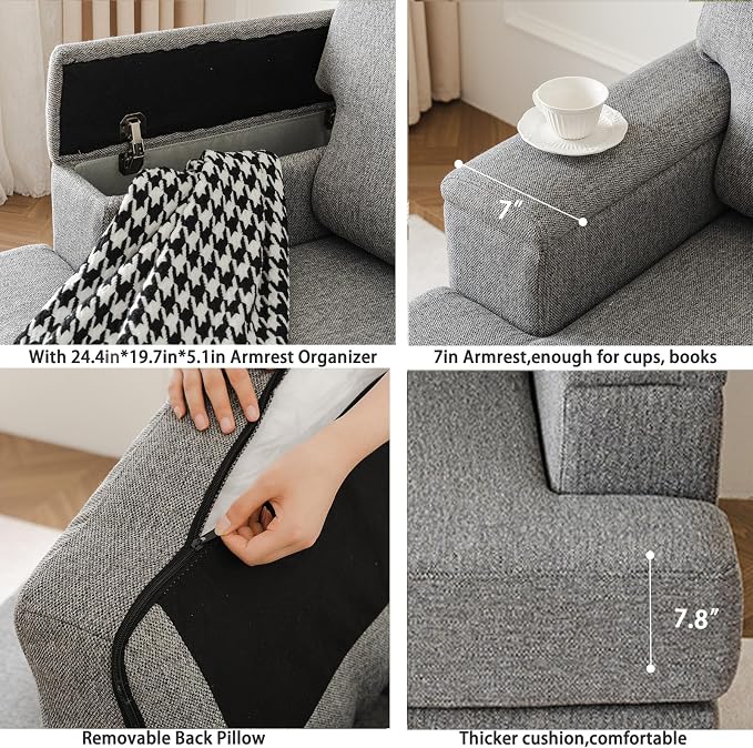 Rexulqo Oversized Accent Chair Set of 2, Upholstered Armchair - Image 9