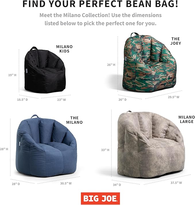 Big Joe Milano Kid's Smartmax Black Beanbag Chair - Image 8