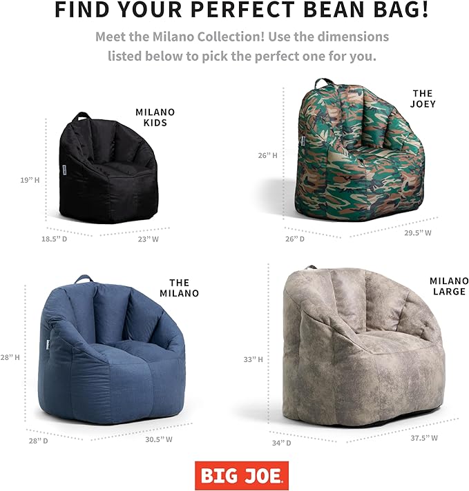 Big Joe Milano Bean Bag Chair for Kids, Denim Cobalt Lenox, Durable Woven - Image 8
