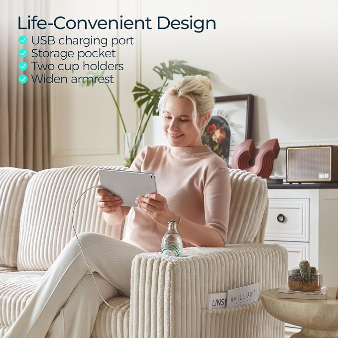LINSY HOME Loveseat Sofa with Storage - Image 7