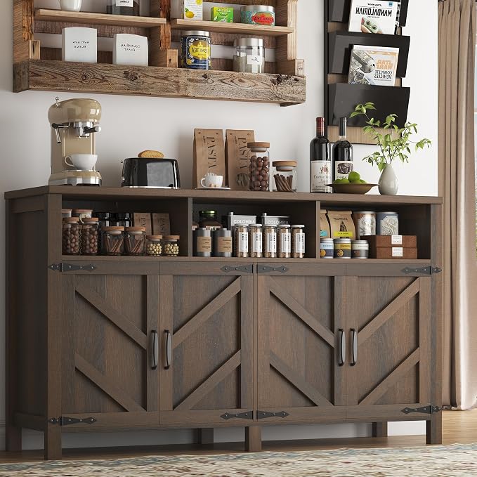 knoworld Buffet Sideboard with Storage Farmhouse with 4 Doors, Dining Room by KNOWORLD