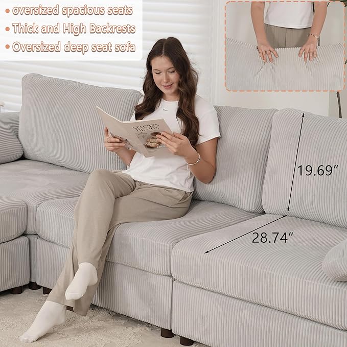EASE MOOSE Sectional Modular Sofa, Comfty 3 Seat Cloud Couch, FSC Certified - Image 7