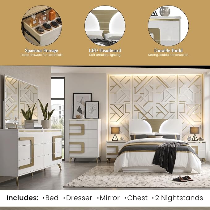 Kings Brand Furniture Claire 6-Piece King Size Bedroom Set - Image 4
