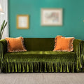 Polyester Sofa Cover Soft Decorative Luxurious Solid Exquisite Ruffle Trim by GLORYSEASON