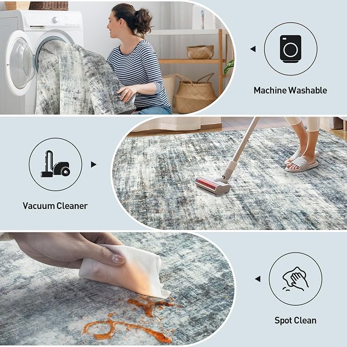 5x7 Area Rugs Washable Rug: Modern Abstract Living Room Rug Soft Anti-Skid Thin - Image 3