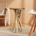 Greenage Teak Branch Coffee Table 15.7"x15.7"x27.6" Wooden Live Edge Side Table by Organicwooddesignsexudingvitality