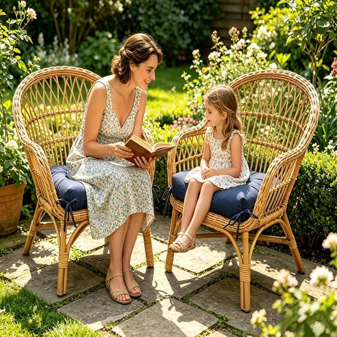 Set of 2 Outdoor Square Seat Cushions Waterproof Patio Seat Pad Soft Rocking - Image 4
