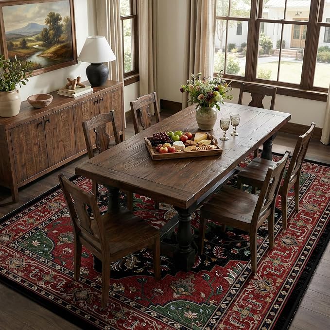 RELEANY Area Rugs 9'x12' Washable Non-Slip, Floral Vintage Distress Print - Image 3