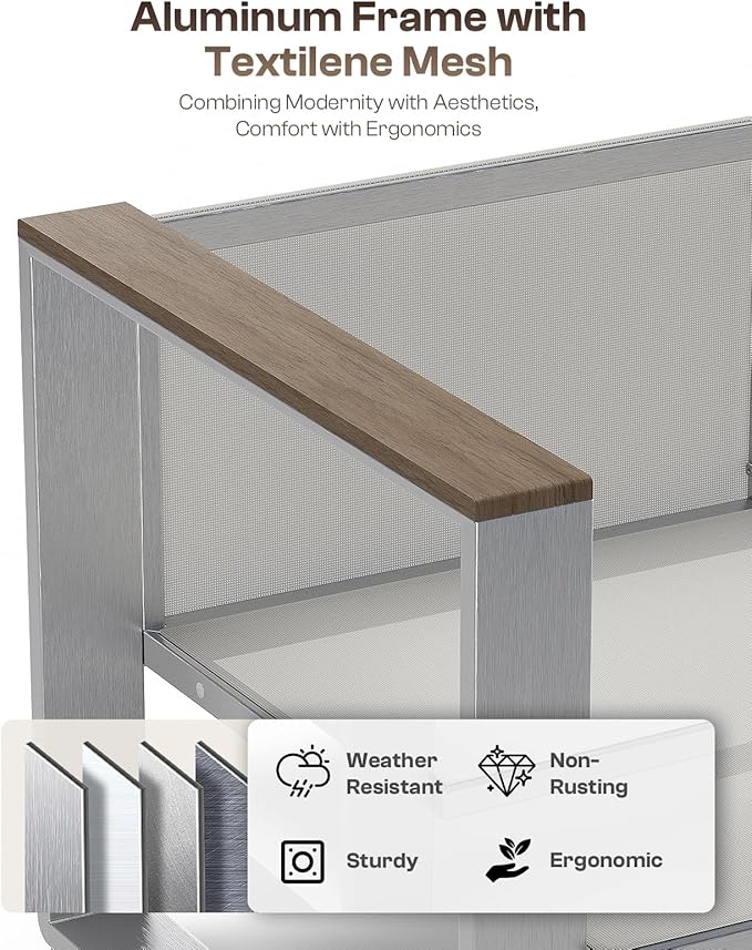 Aluminum Outdoor Patio Furniture Set, 7 Seats Outdoor Patio Conversation Sets - Image 3