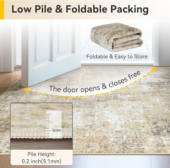 RELEANY Washable Area Rugs 4'x6' Non-Slip Modern Abstract Soft - Image 7