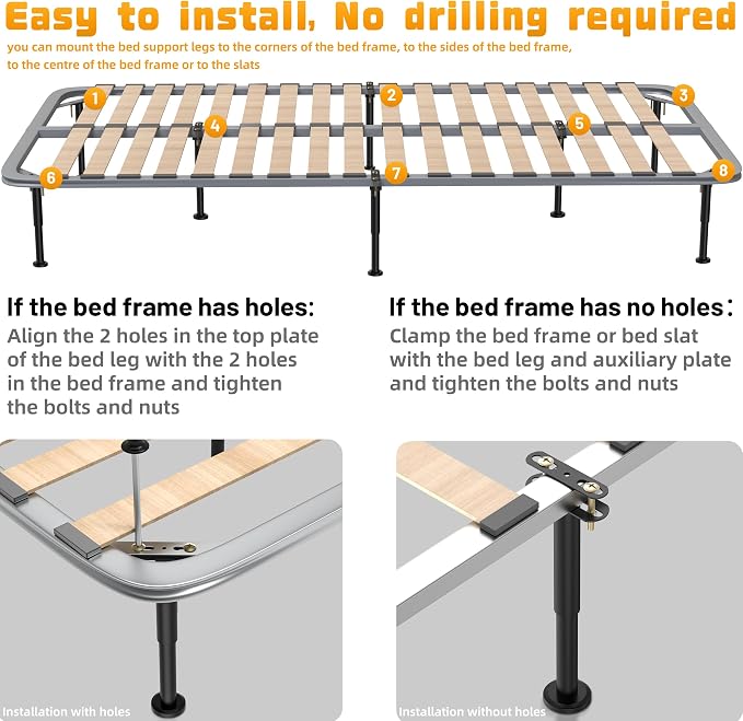 Wlrrcwdttc 4 Pcs Adjustable Height Bed Support Legs 7.08-12.6 inch, Bed Frame - Image 5