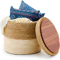 Wimarsbon Round Pouf Ottomans, Handwoven Natural Water Hyacinth Seagrass Pouffe by Wimarsbon