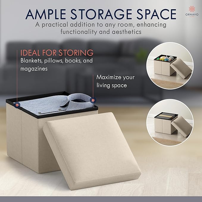 Ornavo Home Small Storage Ottoman, - Image 3