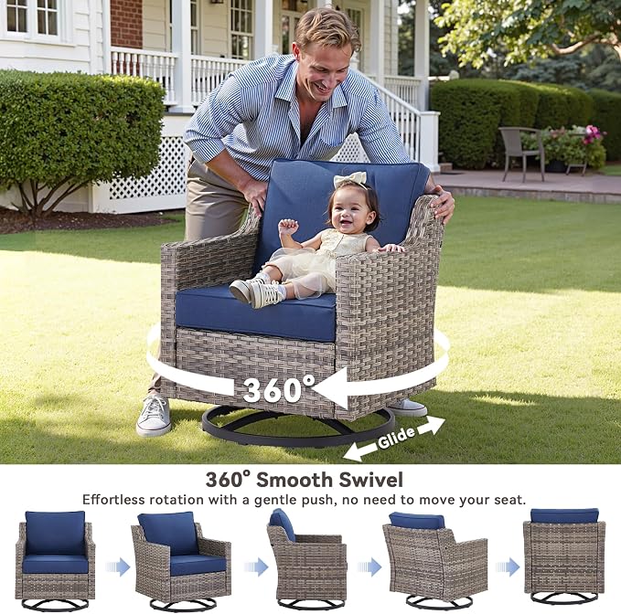 Patio Wicker Chairs Swivel Rocker-Outdoor Swivel Rocker Chair Set of 4 - Image 2