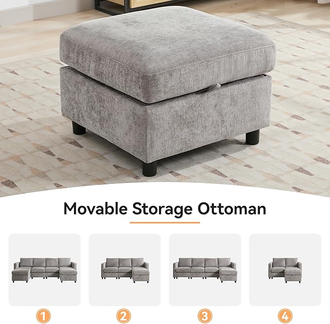 WUTUTUEE 25”Square Storage Ottoman Module - Image 5