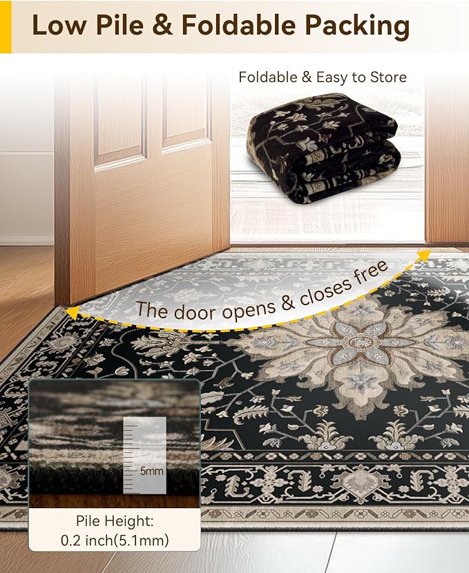 RELEANY Area Rugs 10'x14' Washable Non-Slip, Floral Vintage Distress Print - Image 6