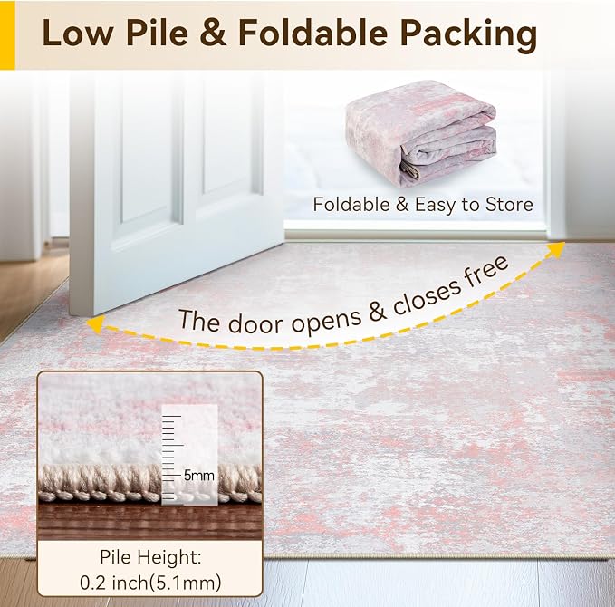 RELEANY Washable Area Rugs 7'x9' Non-Slip Modern Abstract Soft - Image 6