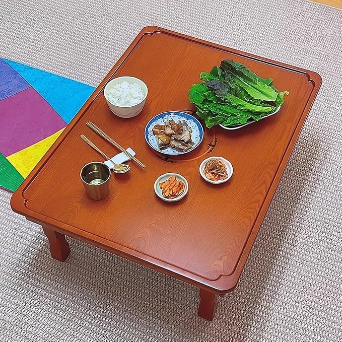 Folding Table, Korean Tatami Dining Table/Tea Room Table/Kang Table/Low Wooden - Image 7
