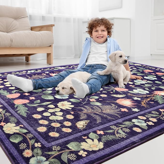 Area Rugs for Living Room, 6x9 Washable Vintage Rug for Bedroom, Non-Slip - Image 6