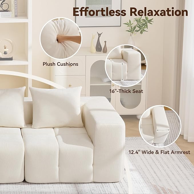 78.7" Loveseat Boneless Couch, Upholstered Cloud Love Seat - Image 5